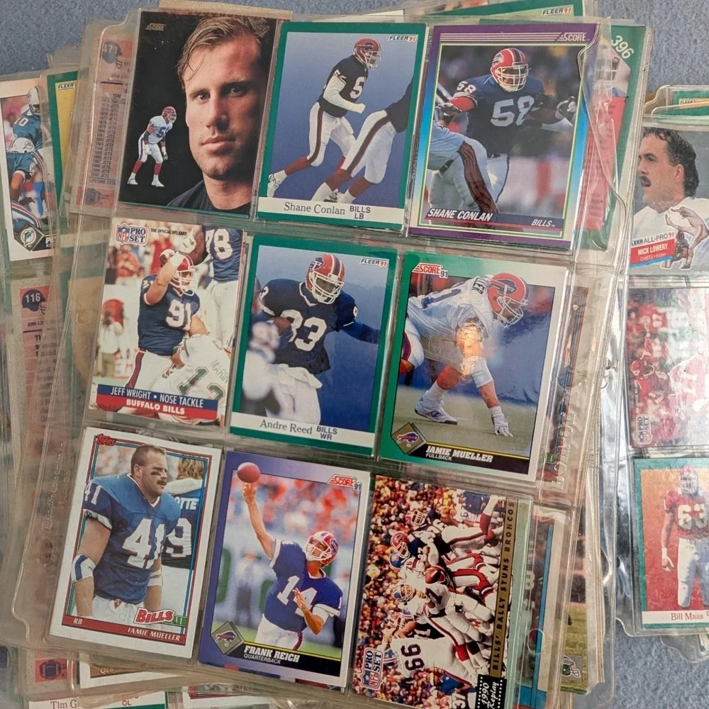 1990-91 NFL Football Card Collection Binder 200+ Cards Fleer Score Pro Set Topps